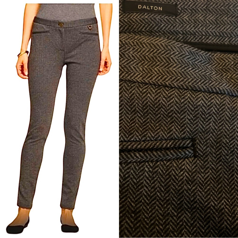 Talbots Dalton Equestrian Pants 8 Herringbone Stretch Tapered Ankle Grey Brown